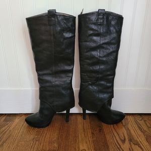 Black Leather Nine West Tall Boots